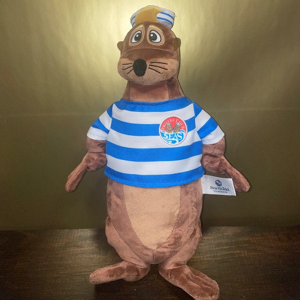 Sea World Clyde The Sea Lion Sailor Outfit Plush Stuffed‎ Animal Toy 14"